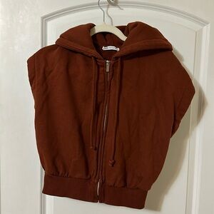 Zara rust colored sleeveless hoodie